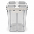 קופסת אחסון שקופה למזון עם 4 תאים ומכסה לבן Halotex 2,500 מ"ל