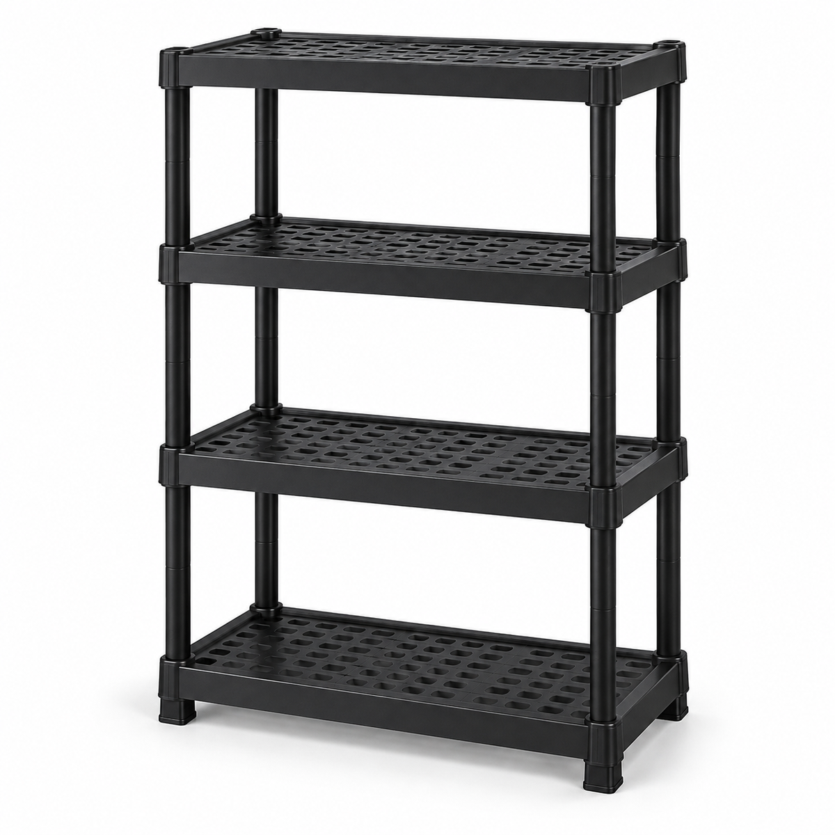 כוננית מדפים שחורה 4 קומות Halotex במידות 60 × 30 × 141.5 ס״מ – דגם TG5997854