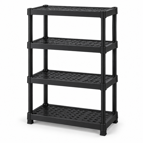 כוננית מדפים שחורה 4 קומות Halotex במידות 60 × 30 × 141.5 ס״מ – דגם TG5997854