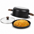 סיר פלא Halotex 28 ס"מ עם מכסה זכוכית וציפוי שיש Non-Stick להכנת מקלובה ותבשילים.