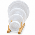 סט כלי אוכל Monaco Crystal מבית Halotex הכולל 24 חלקים עם טקסטורה דקורטיבית ושוליים בגוון זהוב