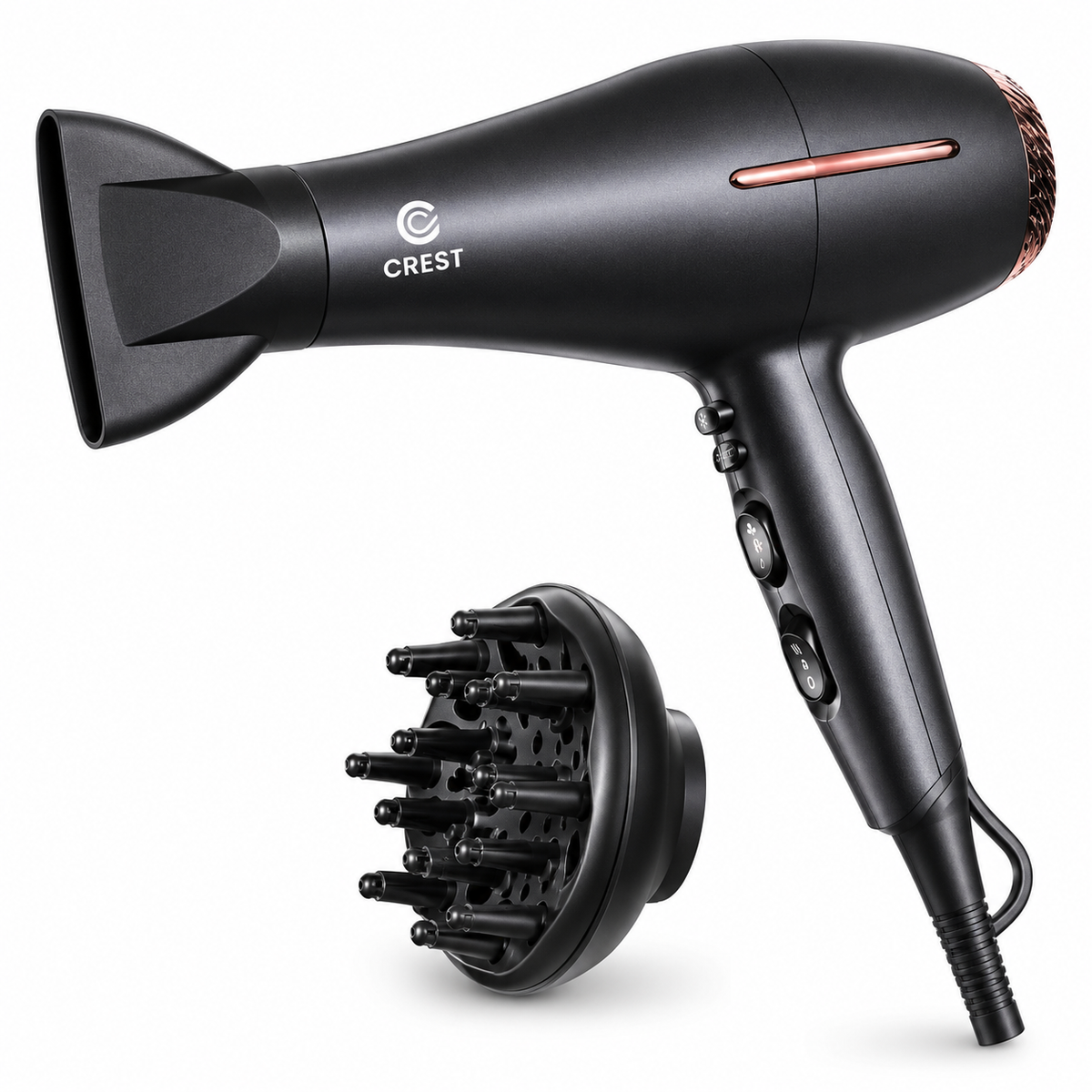 מייבש שיער CREST Turbo Dryer בהספק 2400W עם מנוע DC ופיית ריכוז מתפרקת